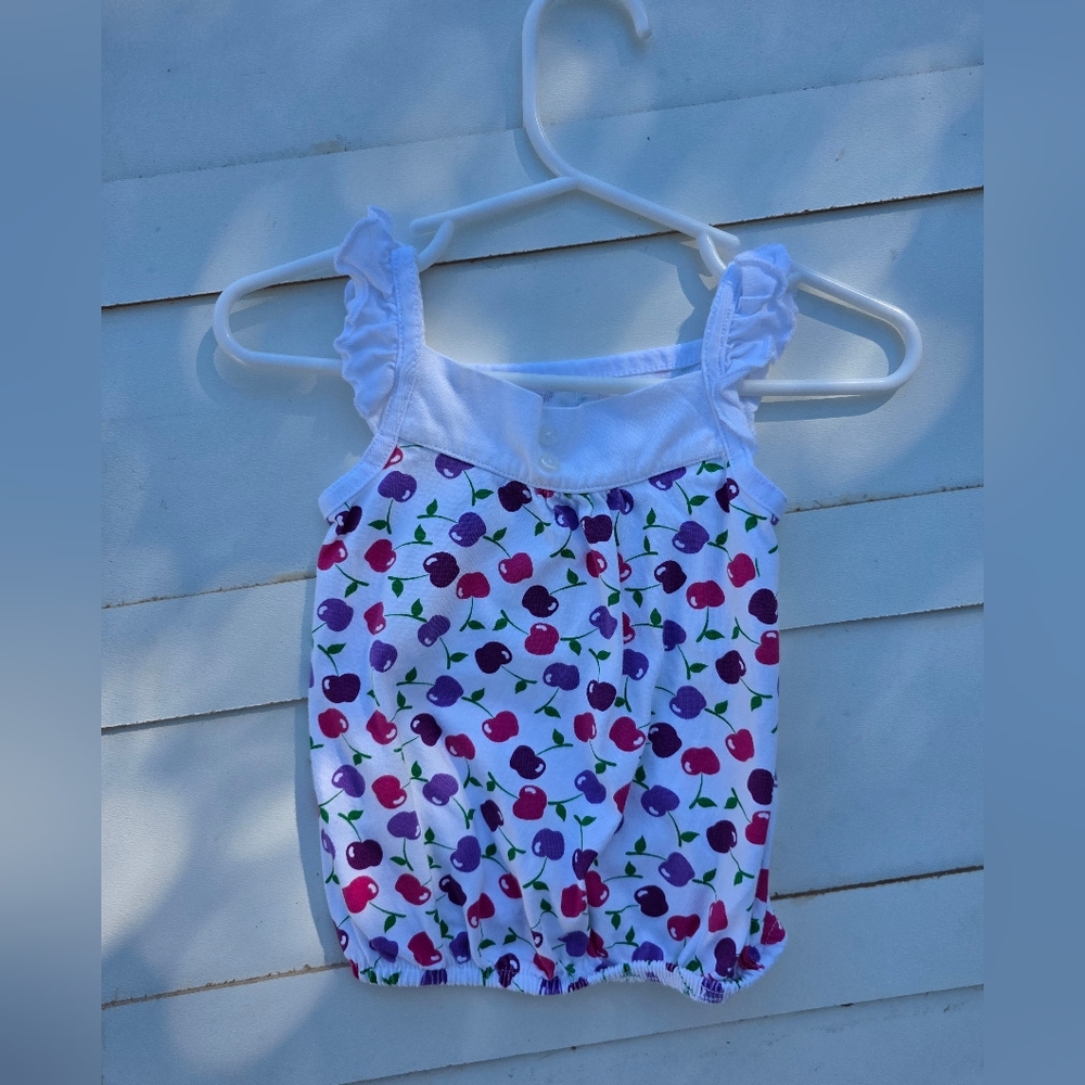 Cherokee White Tank Top with Cherry Print